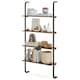 image 1 of COSTWAY 4-Tier Shelving Wall Mounted Wood Bookcasw Brown