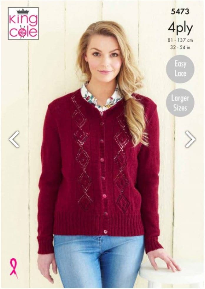 King Cole Merino Blend 4 Ply Knitting Pattern 5473, Cardigans and Sweaters for Women - 32- 54 Inches - Easy