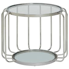 Stylish Design Side Table With Glass Top, Quality Crafted Open Cage Design Table, Versatile Modern Table Silver