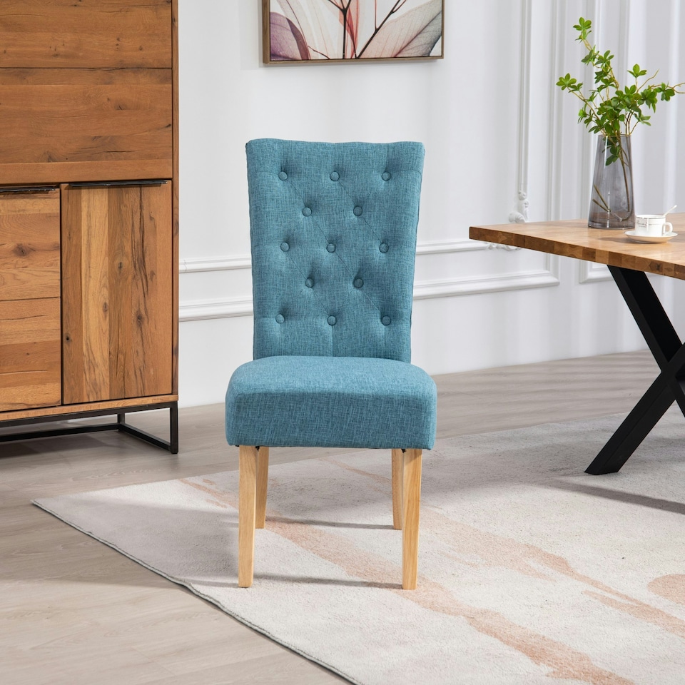 image 1 of Set of 2 Pienza Fabric Dining Chairs - Teal