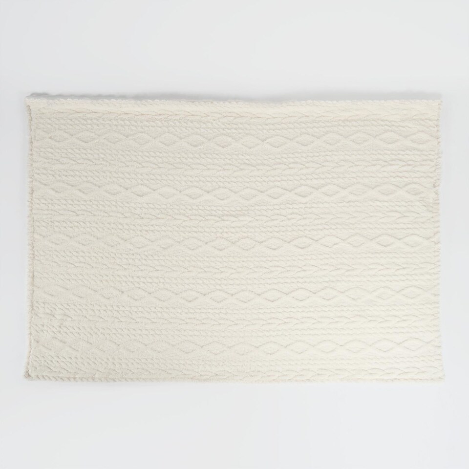 image 1 of OHS Cable Knit Sherpa Throw Soft Fleece Lined Sofa Bed Blanket