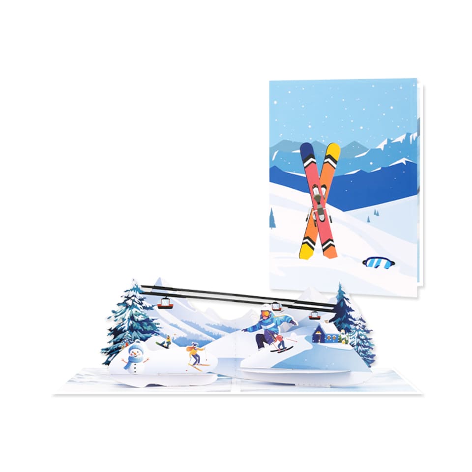 image 1 of Frozen Fun Ski & Snowboard 3D Pop Up Greeting Card