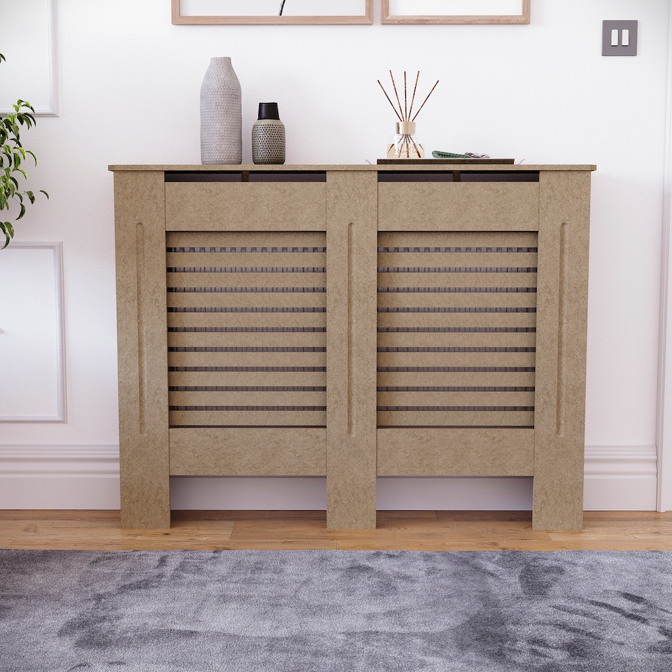 image 1 of Vida Designs Milton Radiator Cover MDF Slatted Cabinet, Unfinished, 111cm