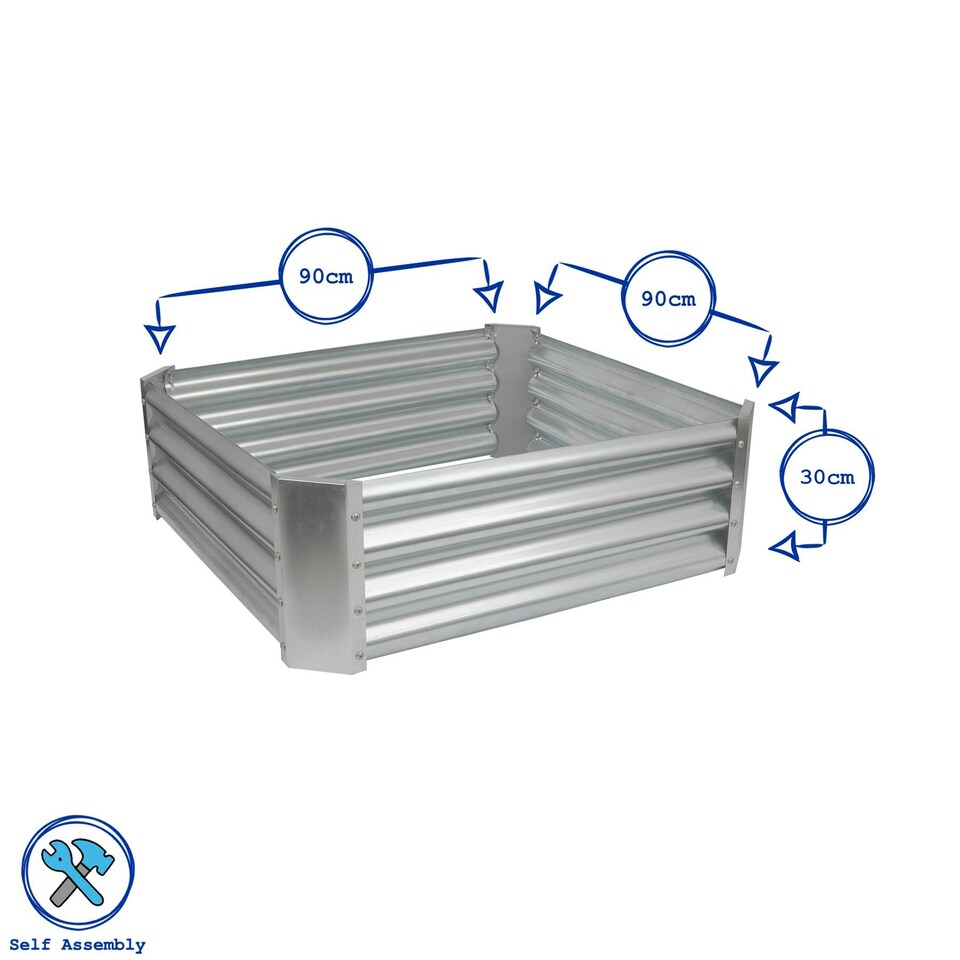 image 1 of Harbour Housewares Square Galvanised Steel Raised Garden Beds - 90cm x 90cm - Green - Pack of 2