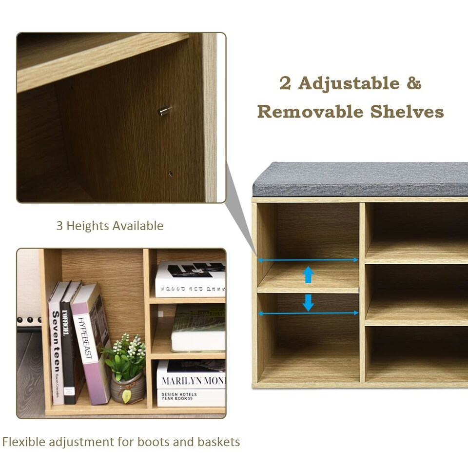 image 1 of COSTWAY Wooden Shoe Bench Shoe Storage Organizer N/A