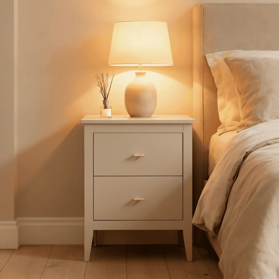 image 1 of Grace 2 Drawer Bedside Cabinet Nightstand Bedside Lamp Table Bedroom Furniture