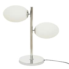 Interiors by Premier White Glass With Chrome Table Lamp Silver
