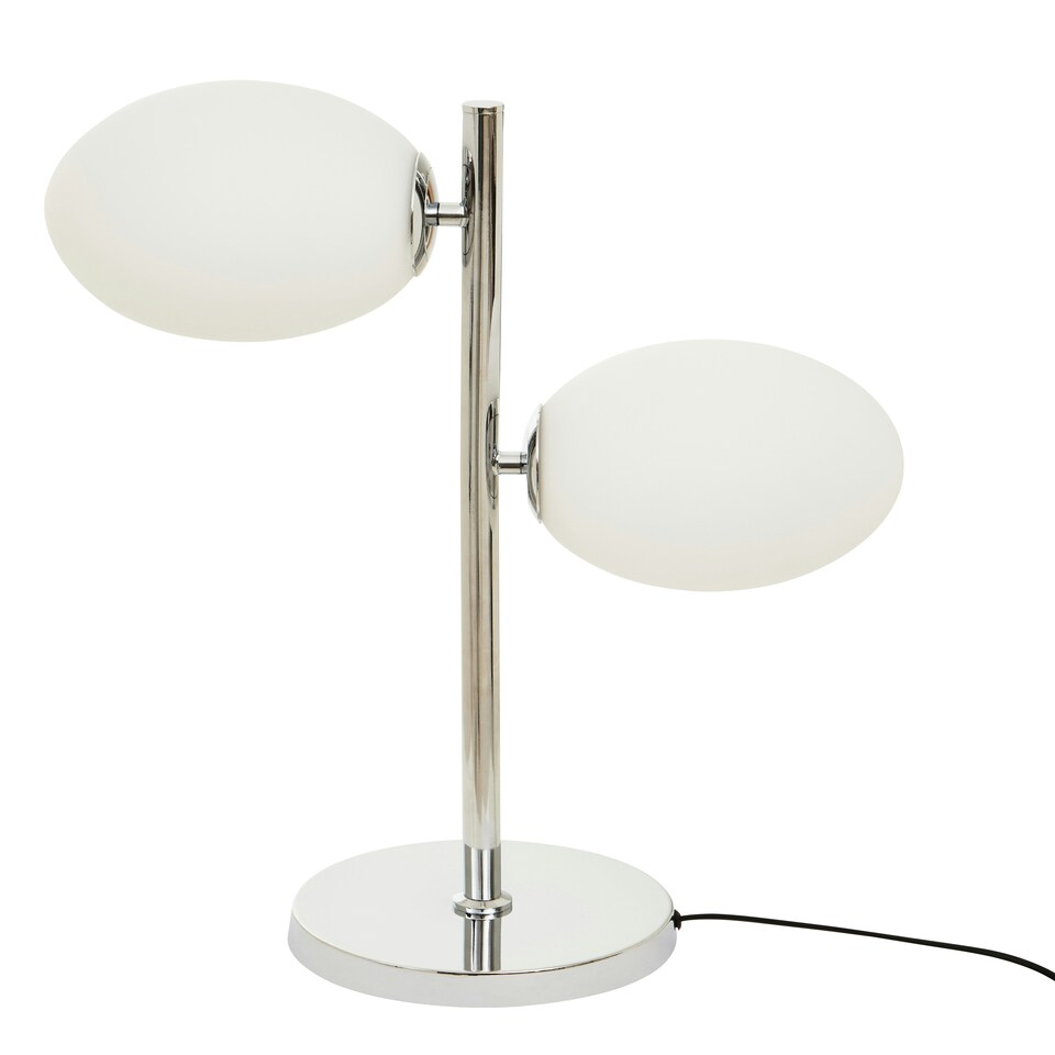 image 1 of Interiors by Premier White Glass With Chrome Table Lamp Silver