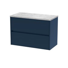Balterley Chartley Contemporary 2 Drawer Wall Hung Vanity Unit with Laminate Worktop, Midnight Blue, 800mm