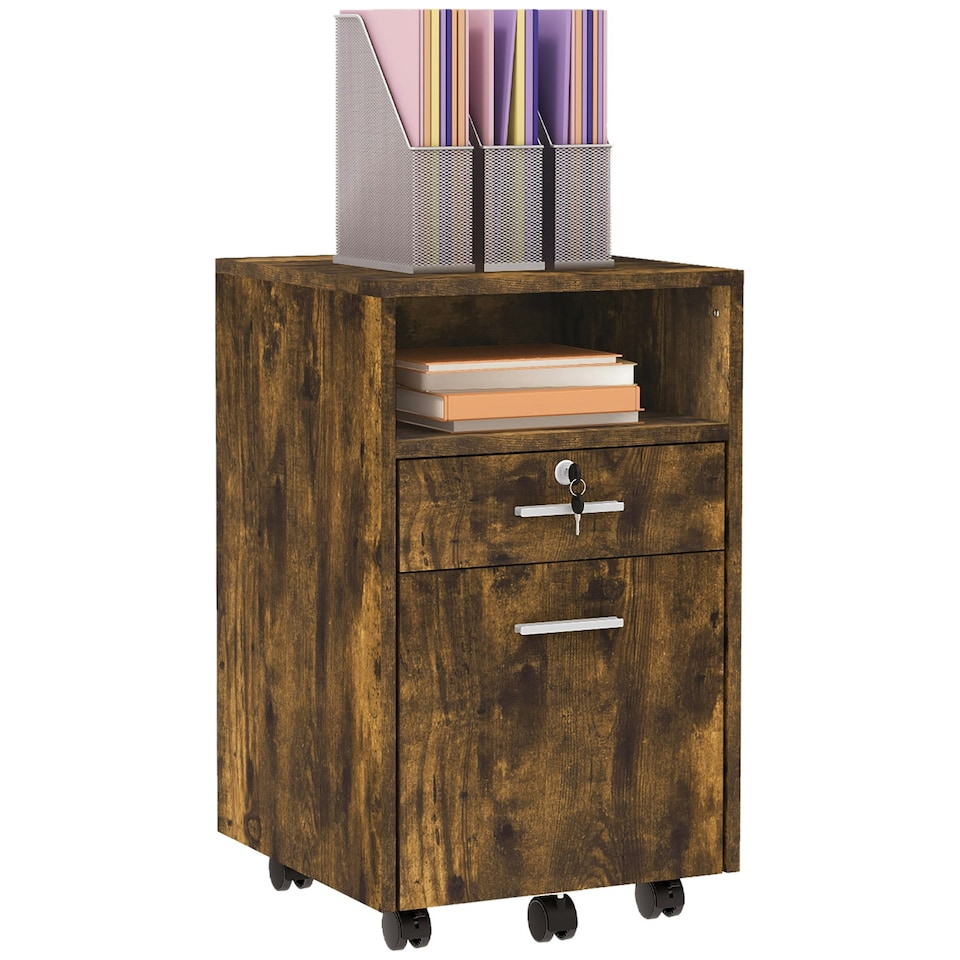 image 1 of Vinsetto Mobile File Cabinet Lockable Documents Storage w/ 5 Wheels Black