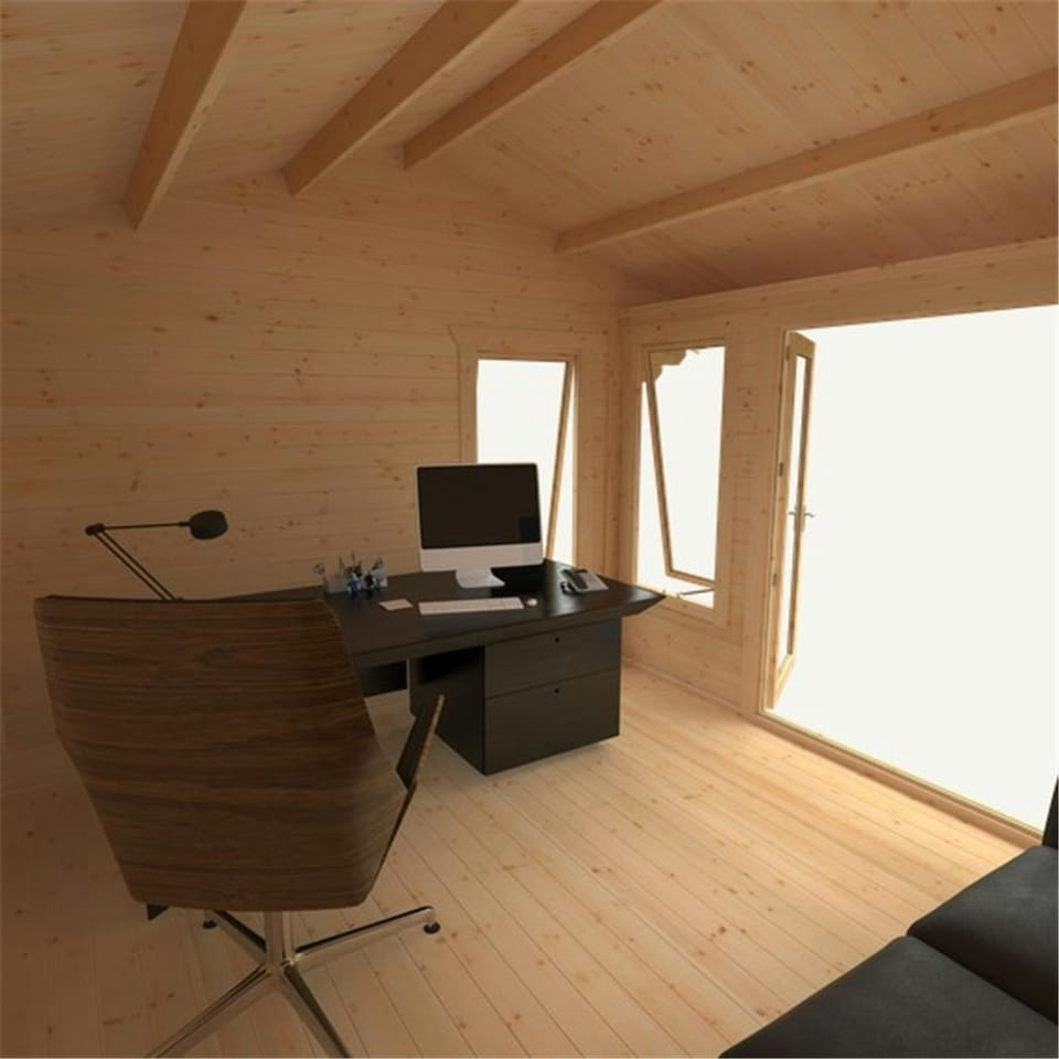 image 1 of 12ft x 10ft (3550mm x 2950mm) Horsforth "The Louisiana" 44mm Log Cabin With 3 Opening Windows