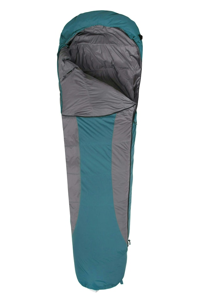 image 1 of Mountain Warehouse Extreme Down Sleeping Bag Hooded Two Way Zipped Camp Bed | Blue