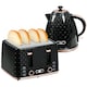 image 1 of HOMCOM Kettle and Toaster Set, 1.7L 3000W Auto Shut Off Fast Boil Jug Kettle, 4 Slice Toaster with 7 Level Browning Controls & Crumb Tray, UK Otter Thermostat, Black