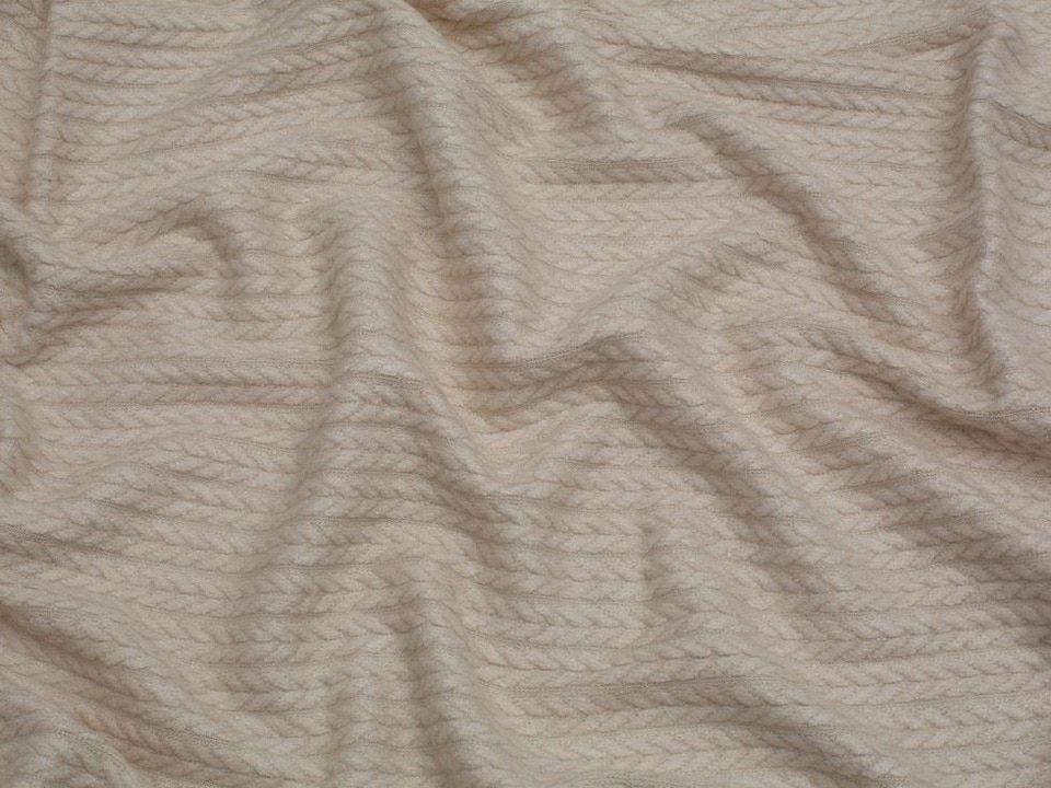 Cream Rope Textured Stretch Knit Fabric for Dressmaking, 146cm / 57" Wide - per metre