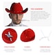image 2 of Adults Red Star Cowboy Hats – Pack of 6 Fancy Dress Accessories Red | One Size