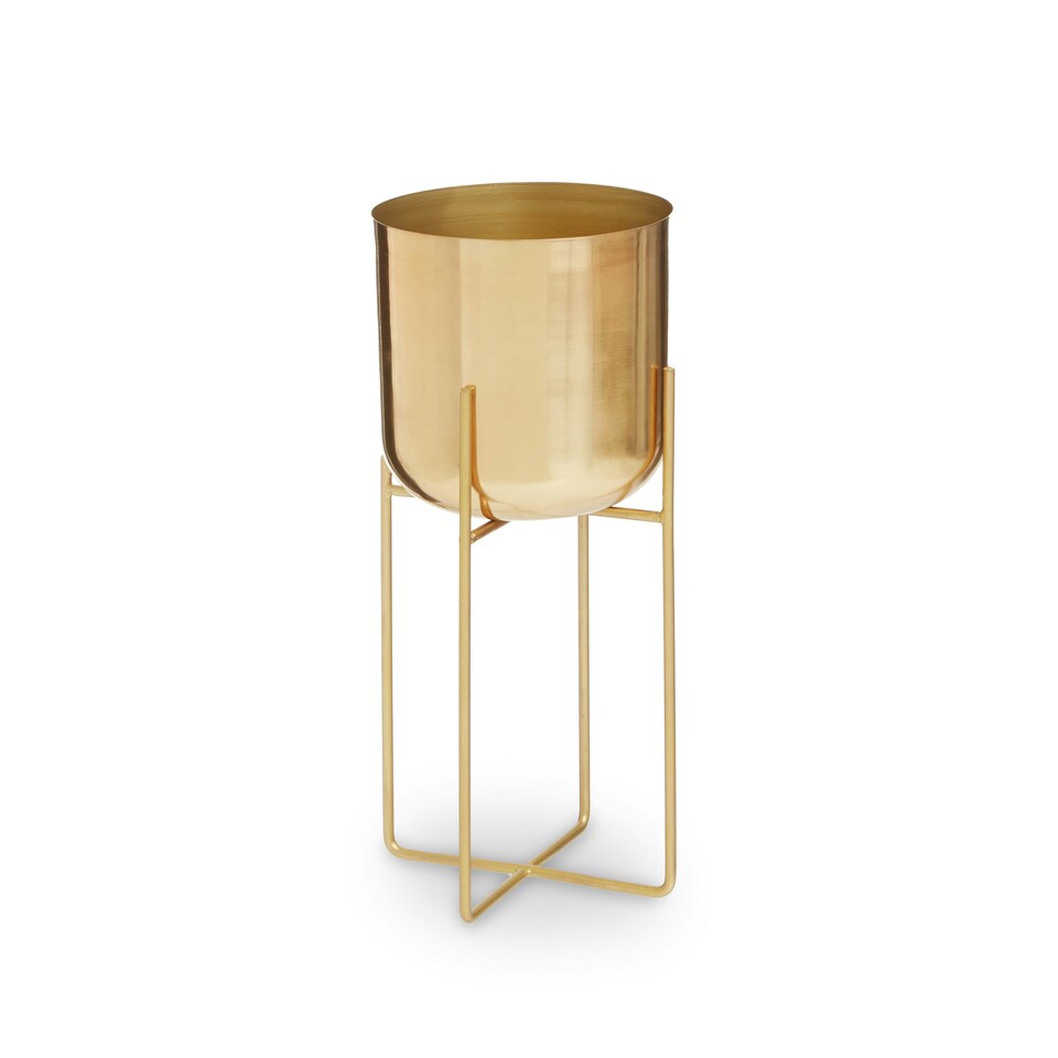 image 1 of Aliza Large Floor Standing Planter Gold