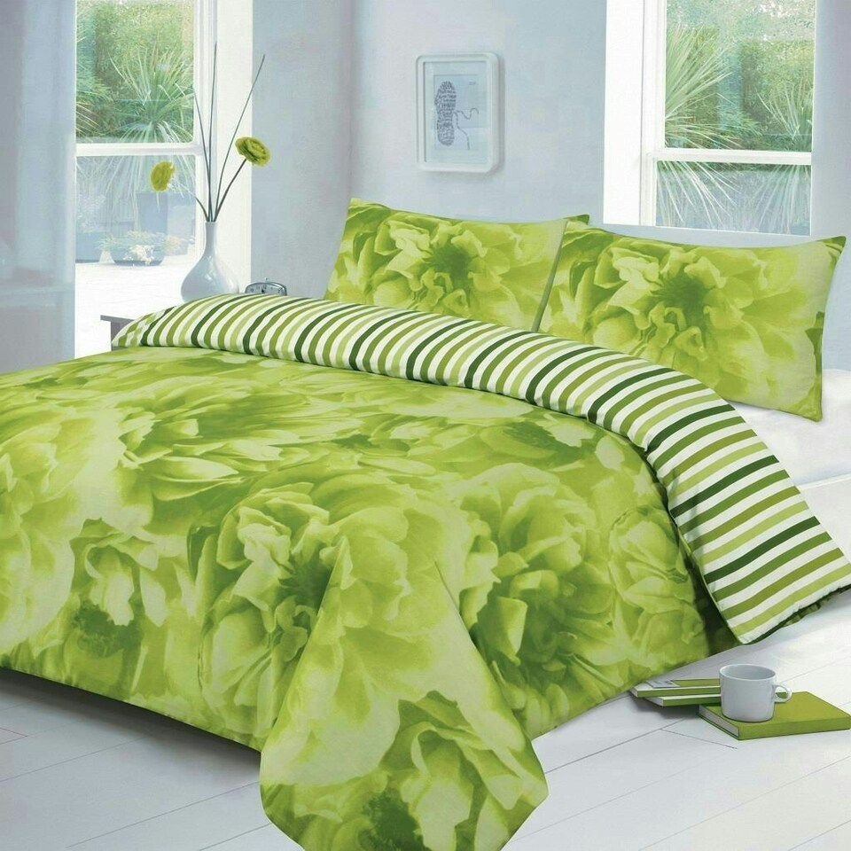 image 1 of Roses Duvet Cover Set - Double - Green