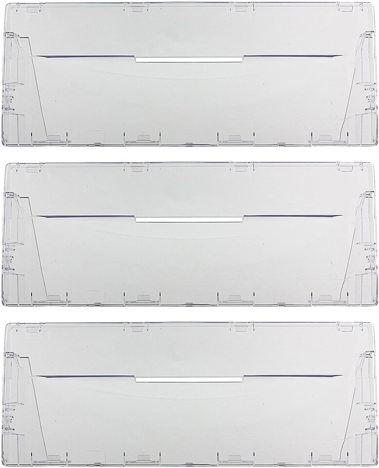 image 1 of SPARES2GO Plastic Drawer Flap Front Handle for Indesit CA55 CAA55 Series Fridge Freezer (Pack of 3)