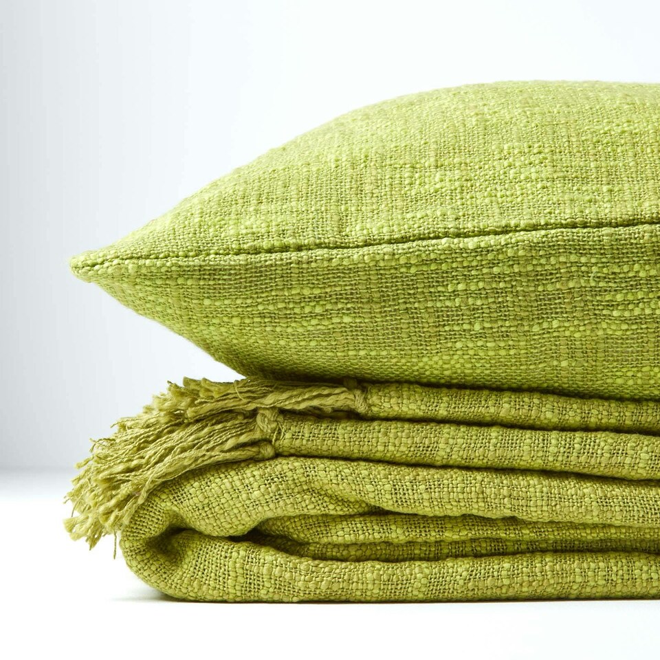 image 1 of Homescapes Nirvana Cotton Green Rectangular Cushion Cover - 30 x 50 cm | Green | Green | 30 x 50 cm
