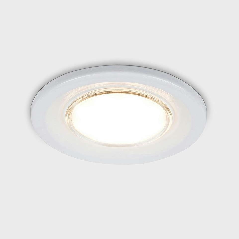 image 1 of ValueLights Pack of 20 - Fire Rated White GU10 Recessed Ceiling Downlight/Spotlights - Complete with 5w LED Bulbs In Warm White | White