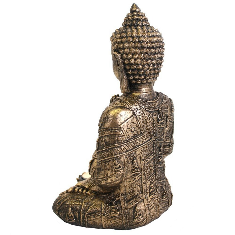 image 1 of Large Sitting Buddha Tealight Holder - Bronze
