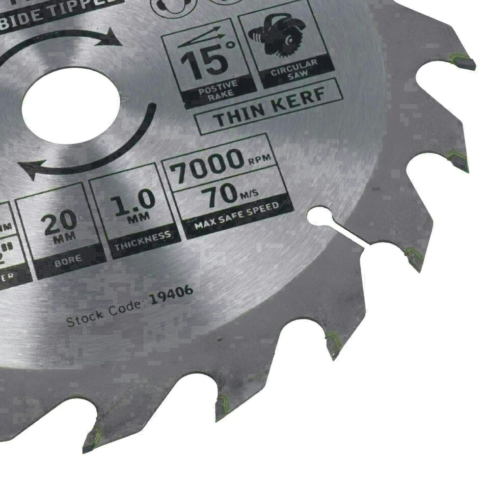 image 1 of Circular Saw Blade 165mm x 20mm 20 Teeth TCT Coarse Cutting Disc Wood 2pc