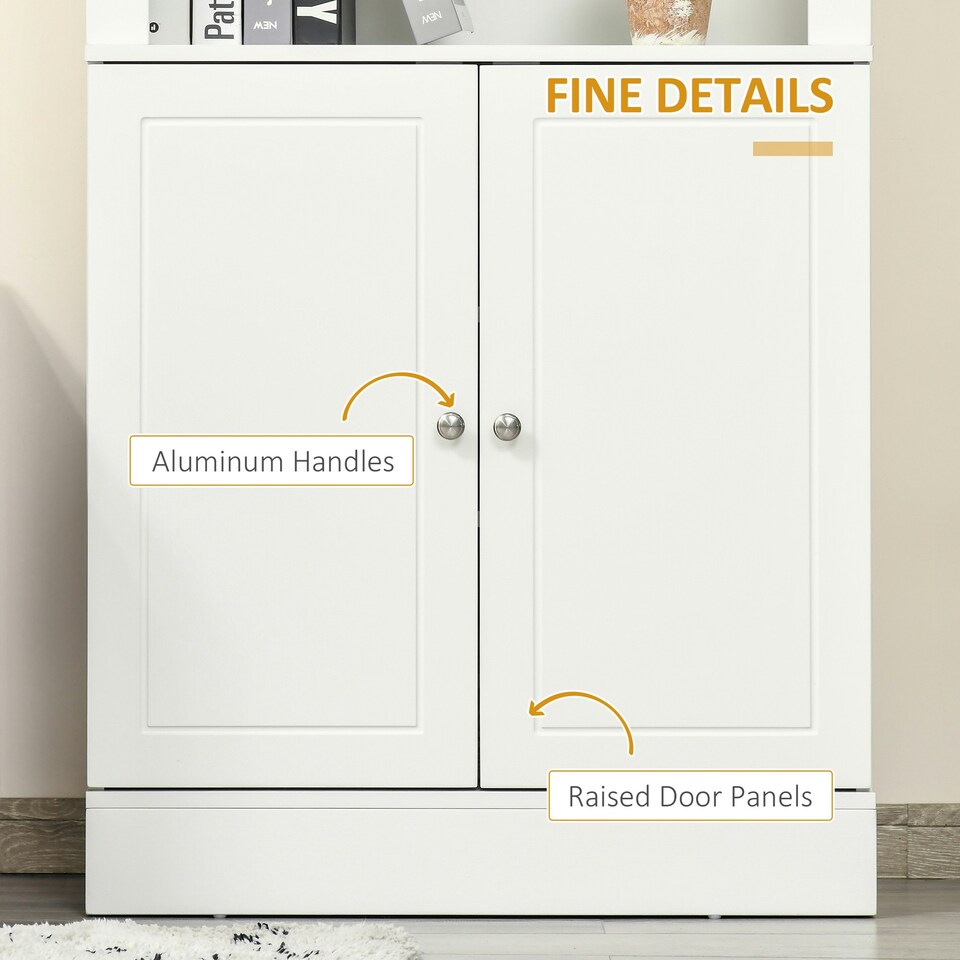 image 1 of HOMCOM Modern Kitchen Cupboard, Storage Cabinet with Adjustable Shelves, White