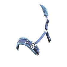 Shires Fleece Lined Plush Horse Lunge Cavesson - Navy - Cob