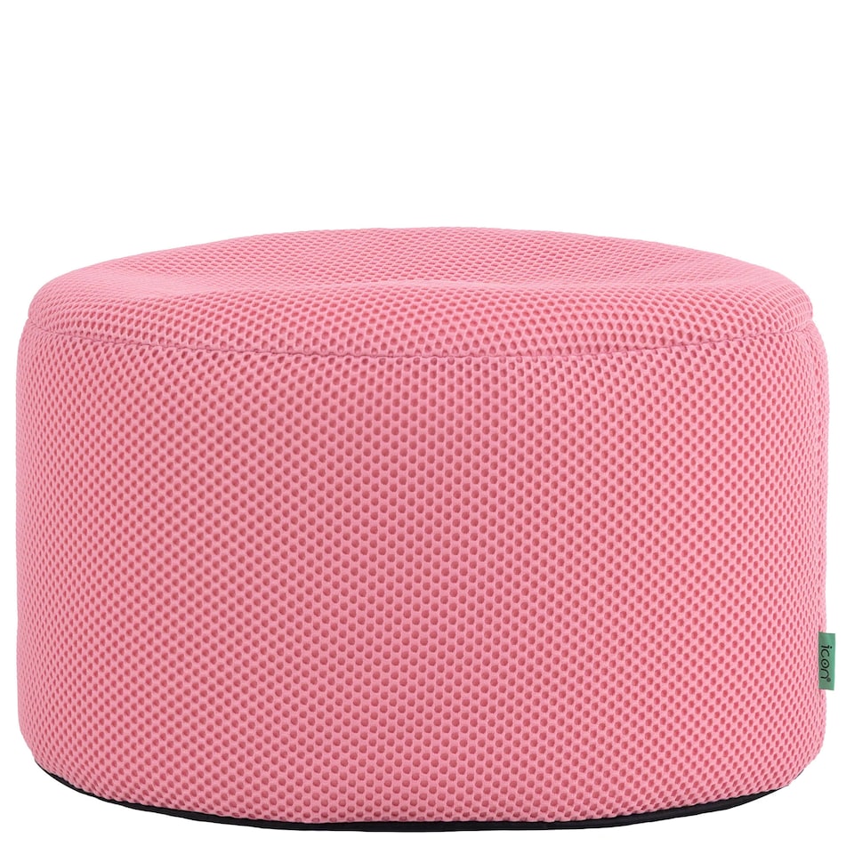 image 1 of Icon Gaming Performance Mesh Round Footstool Bean Bag, Pink