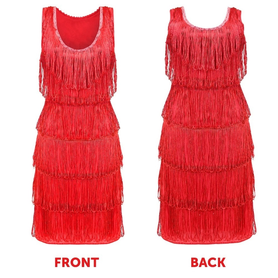 image 1 of 80s Pop Star Costume - Wig And Dress Red | 2XL