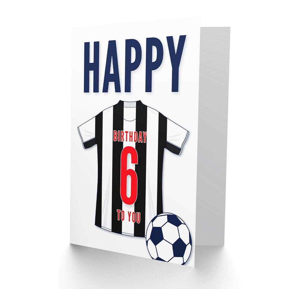 image 1 of Football Strip Kit White Striped Top Age 6 Year Old Child Kids 6th Birthday Card