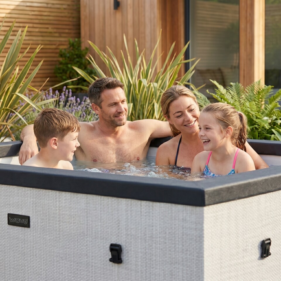 image 1 of Wave Garda 4 Person Eco Foam Hot Tub, Pebble White