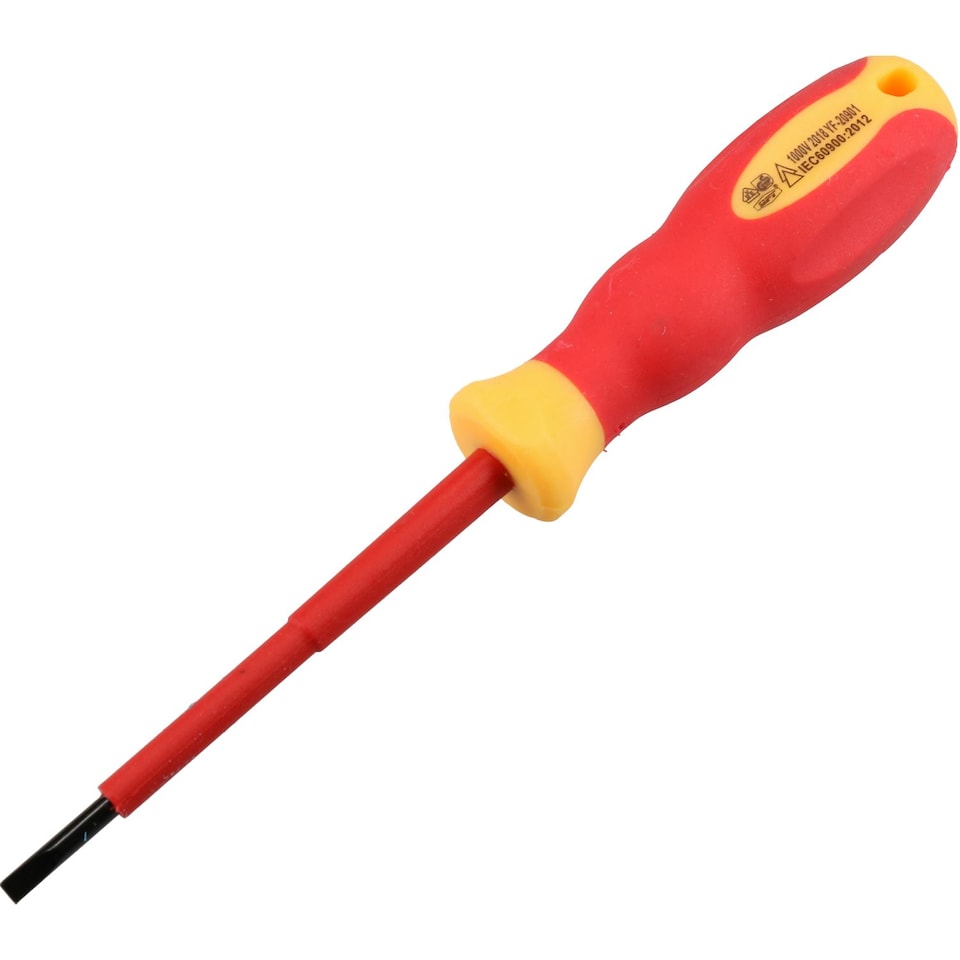 image 1 of 3.5mm x 100mm VDE Insulated Soft Grip Electrical Electricians Screwdriver Flat