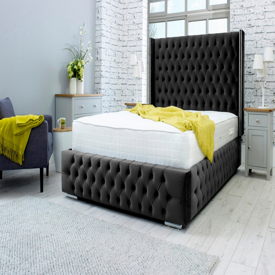 Benito Plush Superking Bed Frame - Black