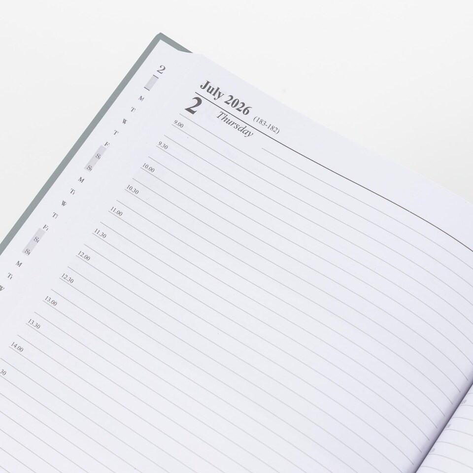 image 1 of 2026 Page a Day A4 Appointment Diary with Times Hour Slot - Personal Work Schedule Hardback Planner Organiser - Full Page Saturday & Sunday (Grey)