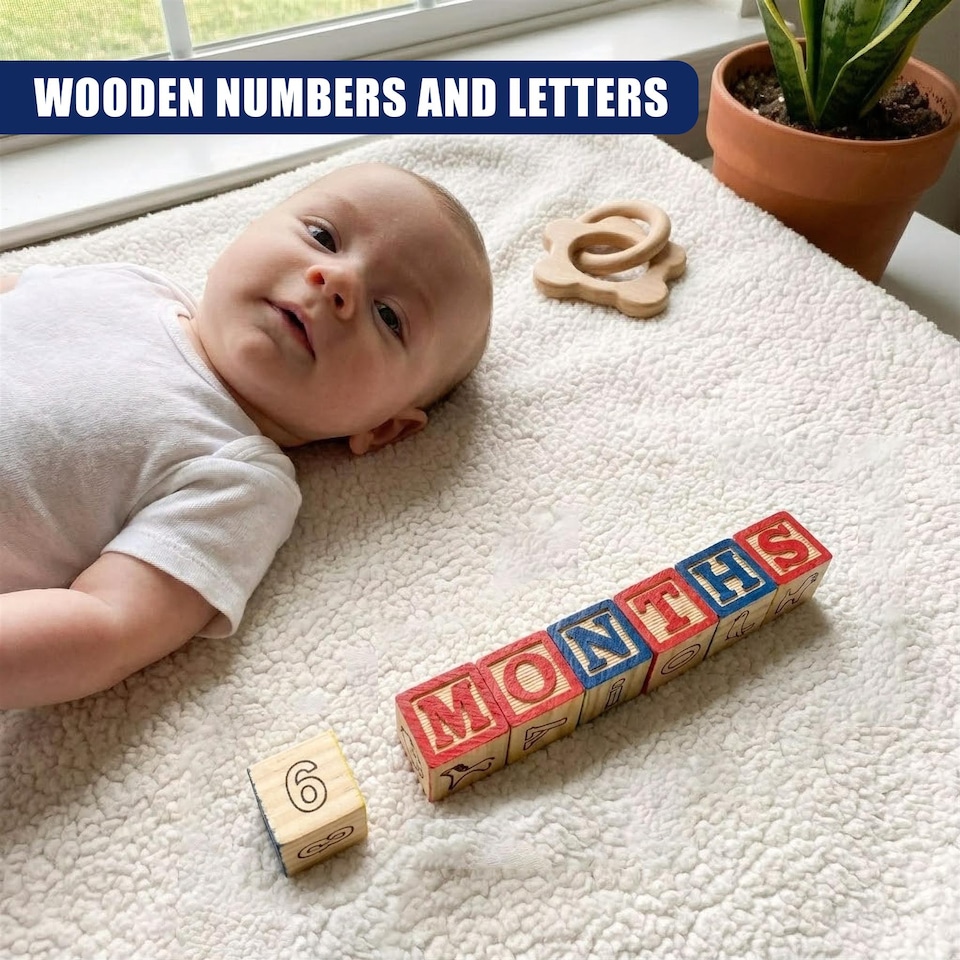 image 1 of The Magic Toy Shop ABC Alphabet Number Block Set Wooden Educational Building Blocks 30 Pcs