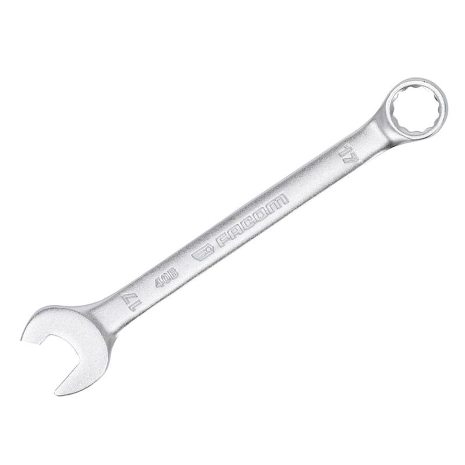 Facom 40B.17 17mm Slim Metric Combination Spanner - 12-Point OGV, 15  Degree Offset, Matt Chrome Finish.