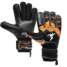 Precision Unisex Adult Fusion X Roll Finger Protect Goalkeeper Gloves - Black/Fluorescent Orange/White - 10