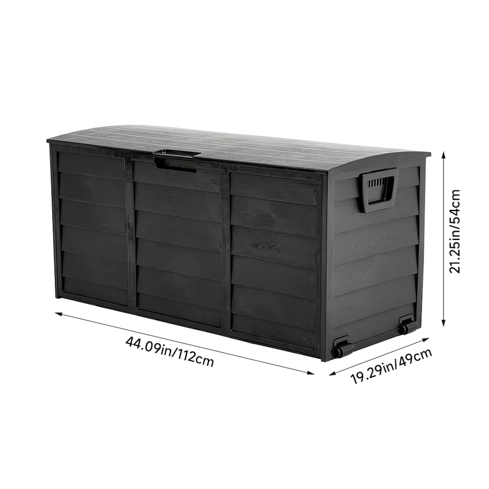 image 1 of Living and Home 290L Outdoor Plastic Garden Storage Box with Wheels, Black | Black | 290L | 1