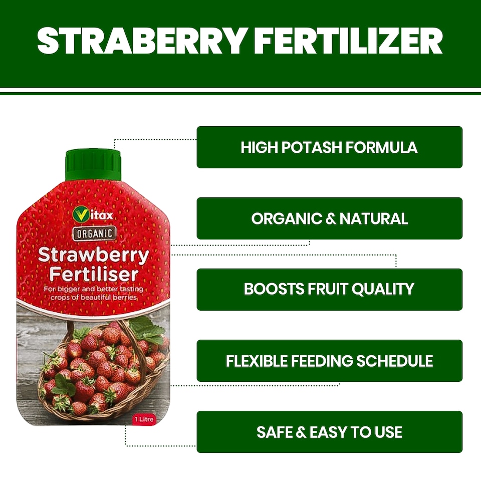 image 1 of Vitax Organic Strawberry Fertiliser 1L Liquid for Rich Flavor Bountiful Strawberries and Prolific Yields