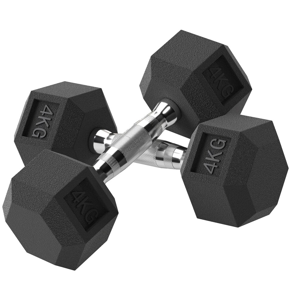 image 1 of HOMCOM Hexagonal Dumbbells Kit Weight Lifting Exercise for Home Fitness 2x4kg