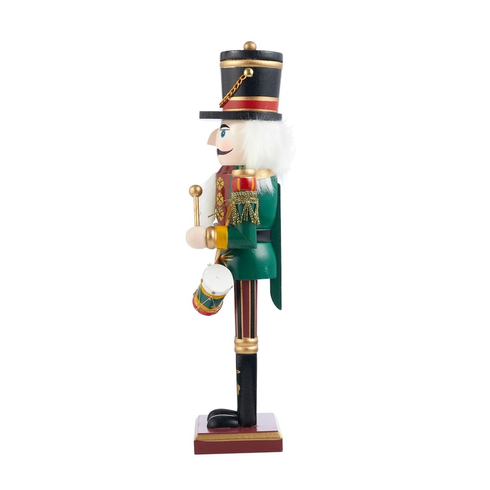 image 1 of Living and Home Classic Wooden Nutcracker Soldier Figurine –Festive Christmas Ornament