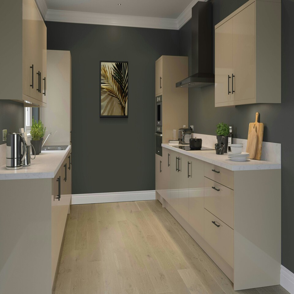 image 1 of 3 Drawer Base Unit 800mm w/ Slab Cabinet Door - Super Gloss Cashmere Cream | Super Gloss Cashmere