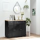 image 2 of HOMCOM Sideboard Buffet Cabinet with Storage Cabinets and Drawers Black | Black | Natural wood | 101W x 40D x 85H cm