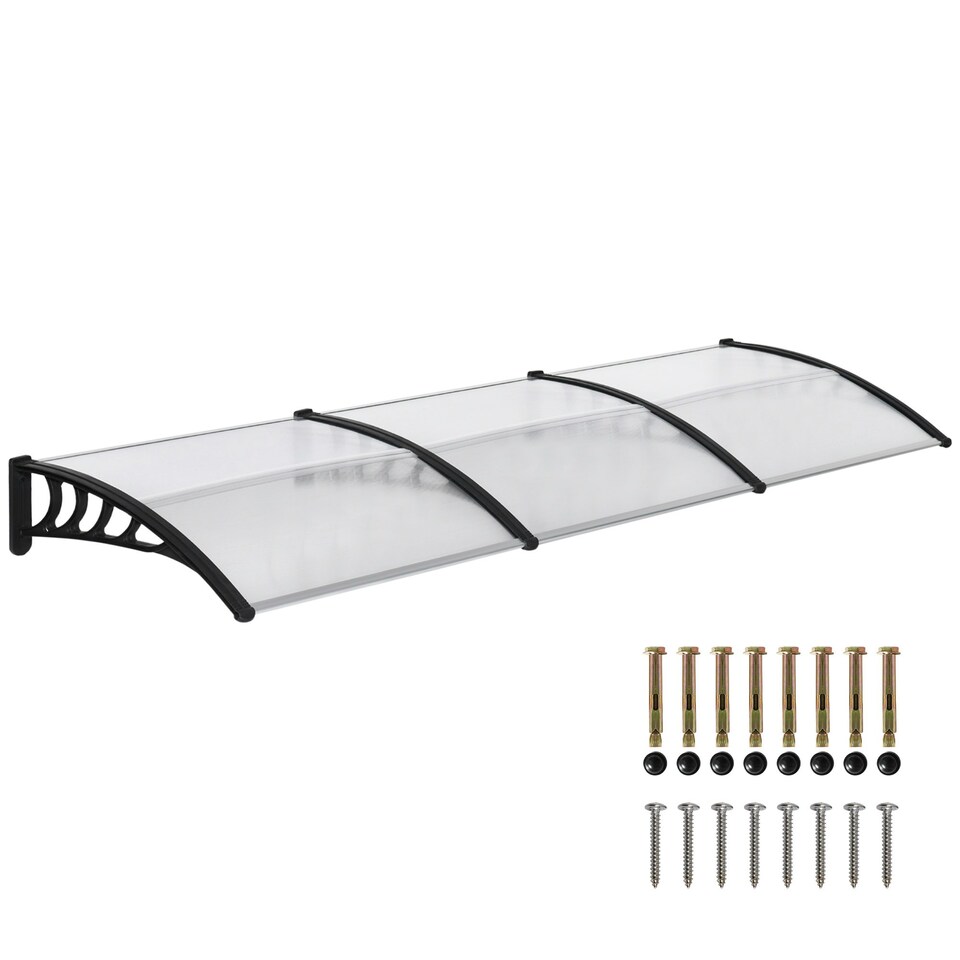 image 1 of Outsunny Door Canopy Outdoor Awning Rain Shelter for Window Porch 303x96 Clear Clear | Clear