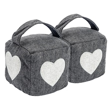 Nicola Spring Herringbone Door Stops - 16 x 16cm - Heart - Pack of 2