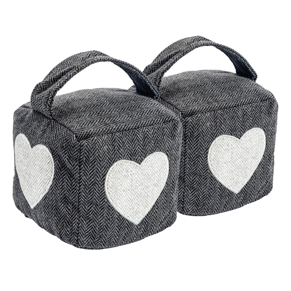 image 1 of Nicola Spring Herringbone Door Stops - 16 x 16cm - Heart - Pack of 2