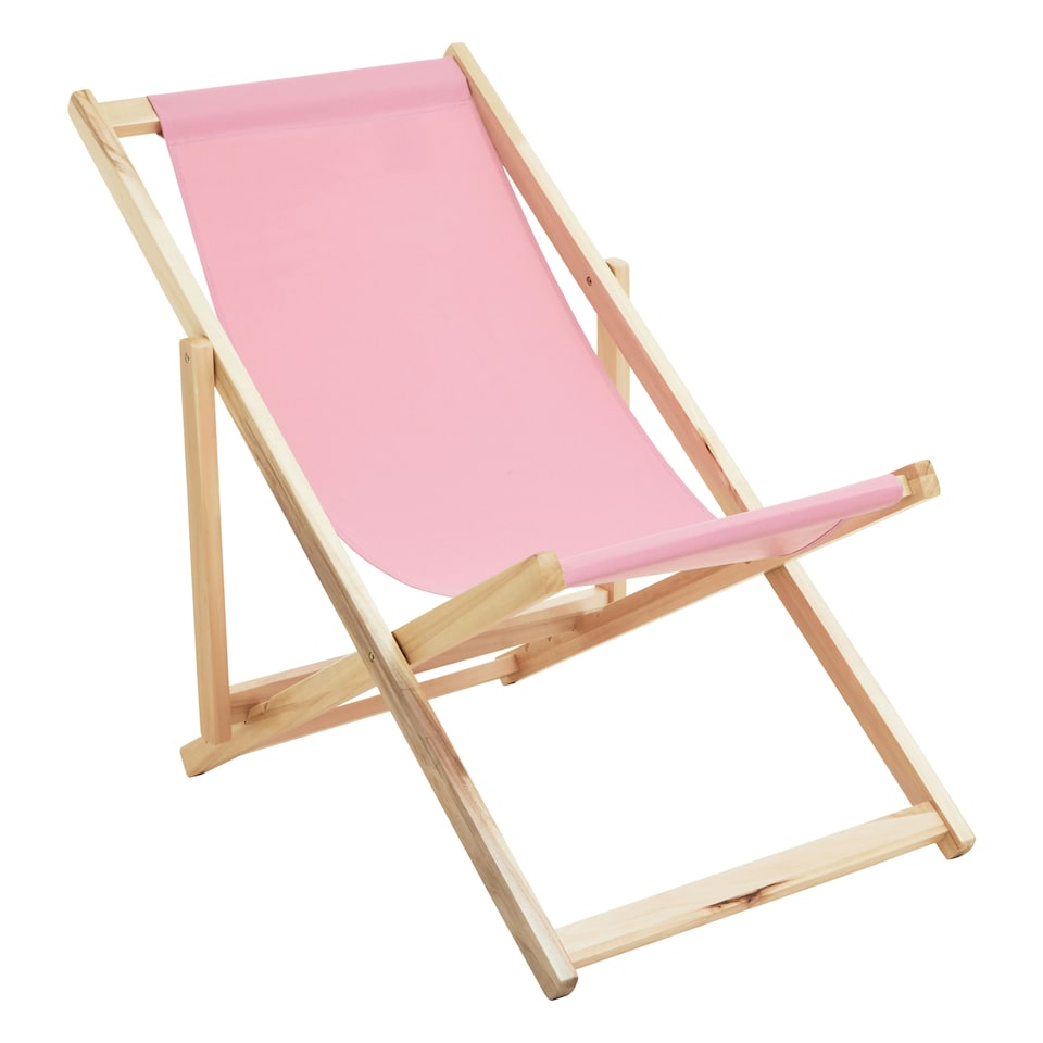 image 1 of Interiors by Premier Stylish Pink Deckchair, Adjustable Garden Chair, Ethically Sourced Lawn Chair, Sling Design Deck Chair