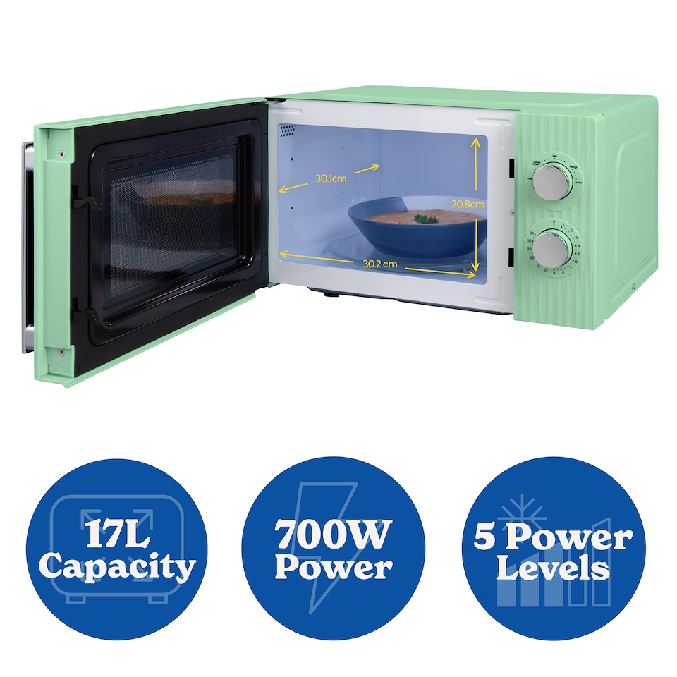 image 1 of Russell Hobbs Manual Microwave Eden 17L with 5 Power Levels Green RHMM725PG