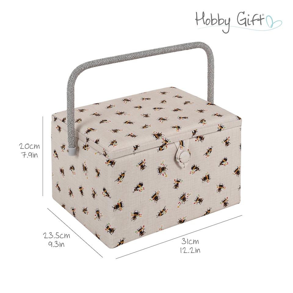 image 1 of Hobby Gift Large Sewing Storage Box, Natural bees